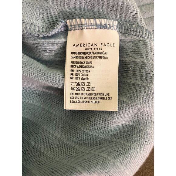 American Eagle mock neck pointelle pattern long sleeve cropped top - Picture 5 of 8